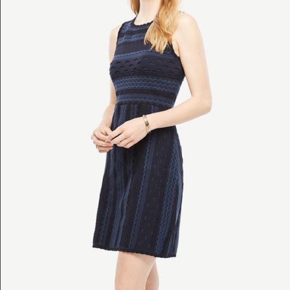 Ann Taylor texture stitch flare dress